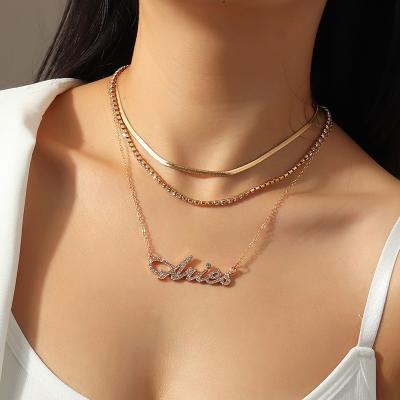 China Wholesale BOHEMIA Diamond Multi Layer Necklaces Gold Plated Snake Letter-Chain 12 Zodiac Pendant Necklace for sale