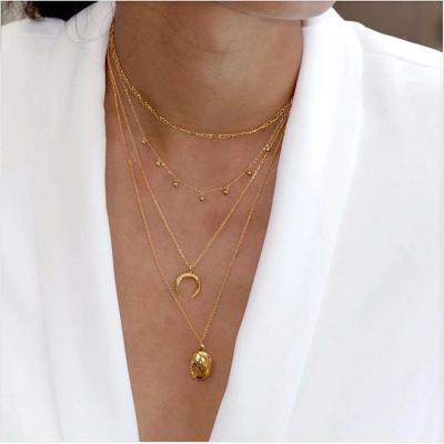 China High Quality Elegant Round Lab Developed/Factory Source Gold Plating Diamond Pendant Necklace Titanium Steel Choker Necklace For Women for sale