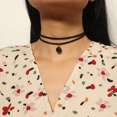 China BOHEMIA Boutique Velvet Handmade Black Beads Choker Necklace Fashion Statement Necklace Pendant Jewelry For Women Girls for sale