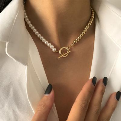 China High Quality/Factory Source New Fashion Baroque Pearl Beads Necklace Women Choker Ot Buckle Chain Necklace for sale