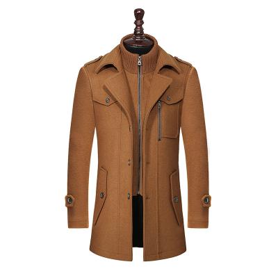 China Fashion Winter Men's Breathable Wool Blends Thick Double Collar Jacket Single Breasted Trench Coat Men for sale