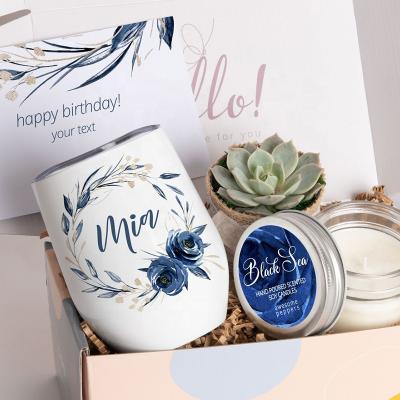 China Exquisite Viable 12 oz Wine Tumbler Happy Birthday-Succulent-Bridesmaid Gift Box, Care Pack, Custom for sale