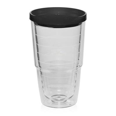 China 24 Oz Double Disposable Plastic Reusable Wall Tumblers Sliding Lid for sale