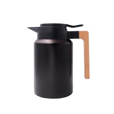 China PORTABLE Vacuum Pitcher Stainless Steel Coffee Carafe Vacuum Jug Insulation Thermos Coffee Pot with Wood Handle for sale