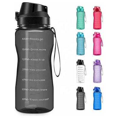 China Sustainable Motivational Plastic Water Bottle BPA Free 2.2L / 64oz Jug With Straw And Weather Tracker for sale