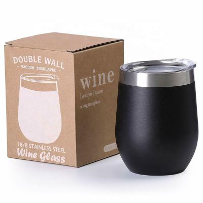 China 1 pack disposable wine cups, best-insulated stainless steel wine tumbler with lids, stemless, 12 oz, dropshipping for sale