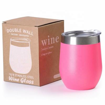 China Stemless and Thermal Wine Tumbler Coffee Travel Mug Disposable Glass Cup with Lid, Pink, 12 Ounce, Dropshipping for sale