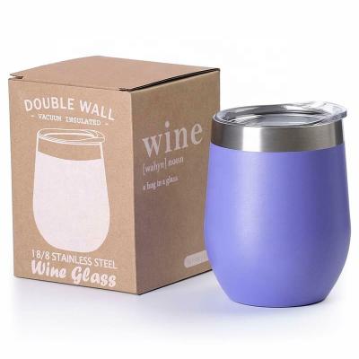 China Stainless Steel Disposable Stemless Double Wall Insulated Thermos Wine Cup Tumblers, Purple, Dropshipping for sale