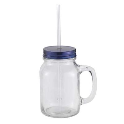 China 600ml Disposable Glass Mason Jar with Handle for sale