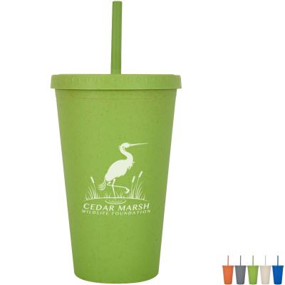 China Eco - Friendly Products 16oz Bamboo Fiber Mug With Straw for sale