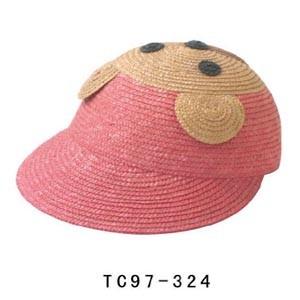 China 56cm Raffia Straw Braid Kids Sun Hats With Bear Image For Seashore for sale