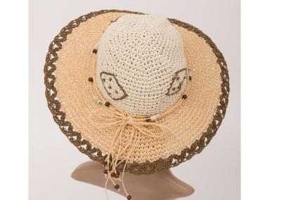 China Natural 57cm Raffia Brown Womens Sun Hats , Autumn Paper Sun Hats For Fashion for sale