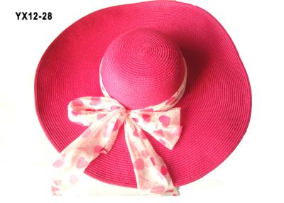 China Red Wide Brim Sun Hat With Mix Color / Paper String Crochet Sun Hat For Leisure for sale