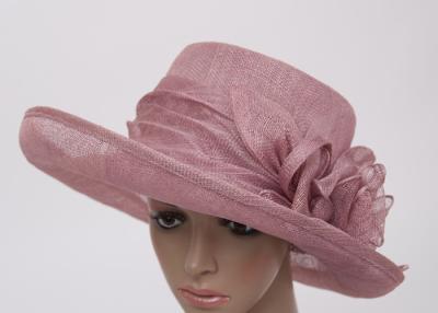 China 12cm Light Purple Sinamay Ladies Church Hats With Roll Up Brim For Party for sale