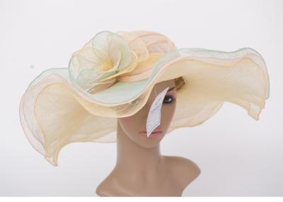 China 16cm Soft Wavy Brim womens fedora hat / Sinamay Tea Party Hats for sale