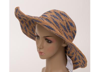 China 58cm Raffia Wide Brim Hats With Color Lump For Church , Fasionable Wide Brim Sun Hat for sale