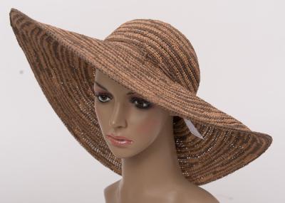 China 15cm Taupe Wide Brimmed Sun Hat / Raffia Leisure Hat For Seashore for sale