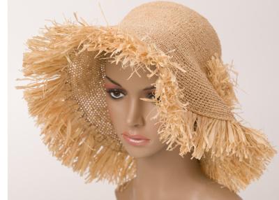 China Spring Natural Raw Floppy Sun Hats / 8cm Brim Raffia Hats For Women for sale