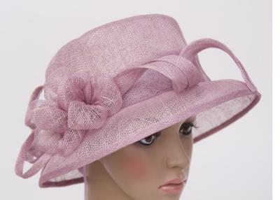 China 8cm Brim Purple Flower Ladies Sinamay Hats , 57cm Sinamay Hats For Women for sale