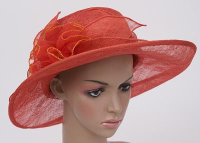 Chine chapeaux de dames Sinamay d'équilibre d'or de couleur rouge de 12cm, chapeaux d'occasion de dames avec la grande fleur à vendre