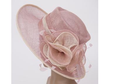 Cina Cappelli rosa-chiaro delle signore Sinamay/cappelli vestito dalle signore per il carnevale, bordo di 12cm in vendita