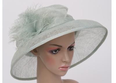 China OEM Wide Brim Lavender Ladies Sinamay Hats , 11cm Brim Ladies Occasion Hats for sale