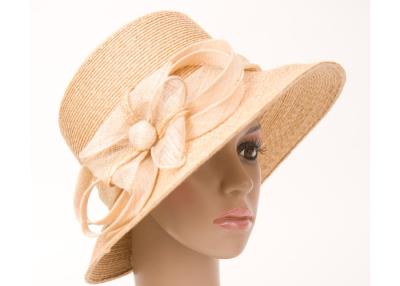 China 8cm Brim Womens Straw Hats With Flower , Ladies Straw Hats For Party for sale