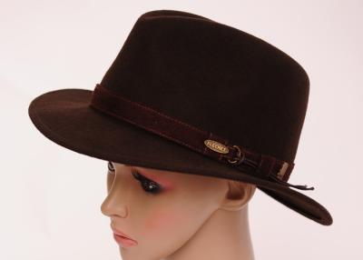 China 6cm Brim Man Wool Felt Fedora Hat / Autumn Black Cowboy Hat For Church for sale