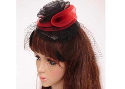 China Pp. schwarzes rotes Sinamay Fascinator/Feder-Haar Fascinators für Tanzabend zu verkaufen