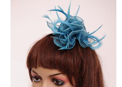 China Blaues Sinamay Fascinator/Marine Fascinator-Feder-Dekoration für Damen Headwear zu verkaufen