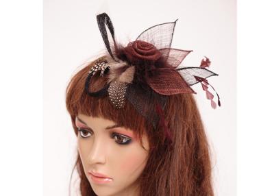 China Ladies Brown Flower Sinamay Fascinator Headwear / Teather Hat For Fascinator for sale