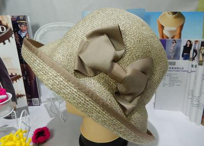 China Summer Large Brim Bowknot Flower Sun Hats For Women , Ladies Sun Hats for sale