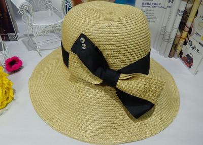 China Sombreros para mujer de Sun de la moda con la flor del Bowknot, sombrero ancho de Sun del borde del ocio en venta