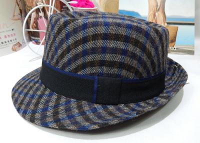 China Grid wool Felt Mens Homburg Hats , Short Brim Hat For Decoration for sale