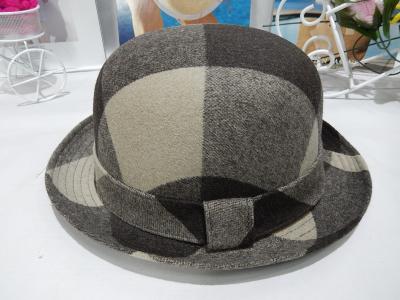 China Black Decoration Mens Homburg Hats Roll Up Brim Grid with wool Felt for sale