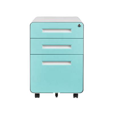 China High Quality Durable Metal Pedestal 3 Drawer Mobile Storage Cabinet With Lock for sale