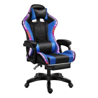 China (Size) High Quality Adjustable RGB LED PU Leather Gaming Racing Gaming Chair With Footrest for sale