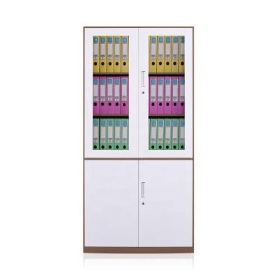 China Durable Metal Filing Cabinet Steel Office Closet Storage Cabinet With Glass Doors for sale