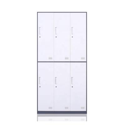 China New Design High Quality Modern Home Office Furniture 6 Door Metal Steel Wardrobe for sale