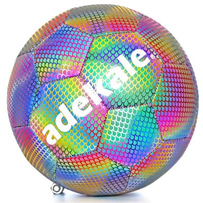 China Gift adekale holographic reflective glow in the dark soccer ball football for sale