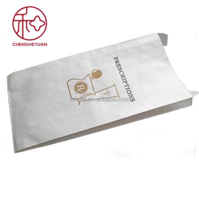 China Recyclable 100gsm White V-bottom Kraft Paper Bag For Pharmacy for sale