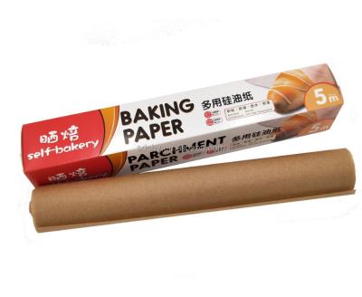 China Moisture Proof Unbleached Parchment Baking Sheets Raw Paper Silicone Oil Coated Non Stick Waterproof for sale