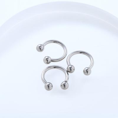 China TRENDY Xingfu ASTM F136  Titanium  Internally Threaded Nose Ring Circular Barbell Piercing Horseshoe Rings  Ball Nose Cartilage Tragus for sale