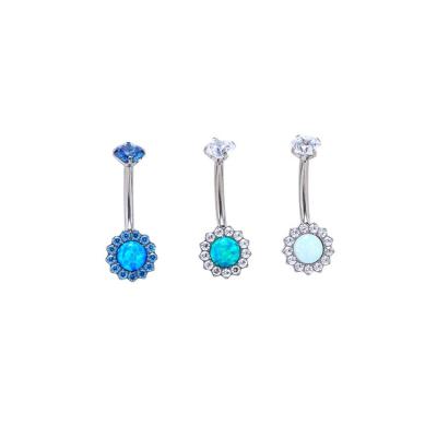 China TRENDY Xingfu in vogue ASTM F136 Titanium Cubic Zircon Paved Hinged Belly Button Piercing Navel Ring ZIRCON   Body Jewelry for sale