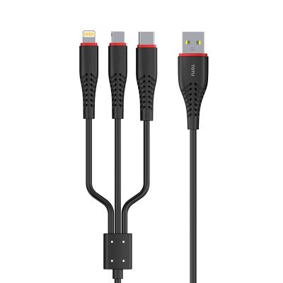 China TOTU Mobile Phone 5V3.5A Fast Charging 3-in-1 Cable with Lighting/Micro/Type-C for sale