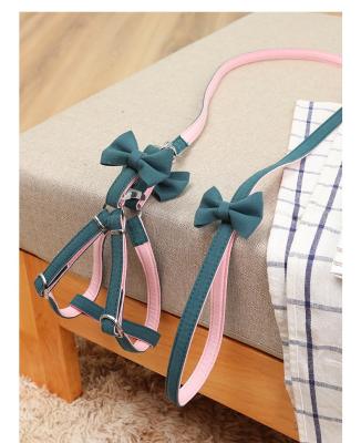 China Factory direct sales brand fashionable high end luxury rivet DETACHED bow adjustable dog harness for sale