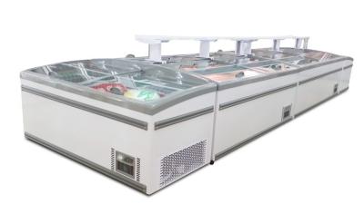 China Danfoss Compressor Supermarket Island Freezer With Static Cooling System for sale