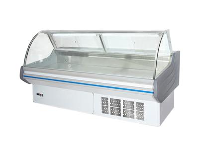 China Multifunctional Glass Curved Refrigerated Deli Showcase Single Temperature Deep Chiller for sale