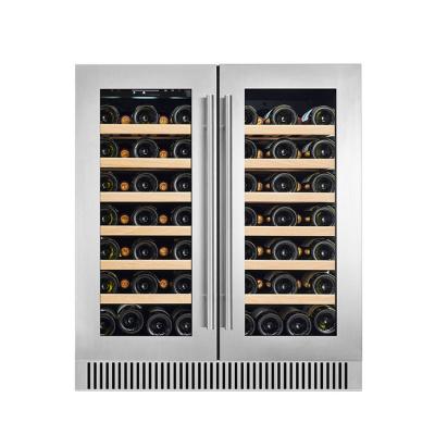 China Electronic Temperature Wine Display Cooler With Glass Door And Wood Shelving Material for sale