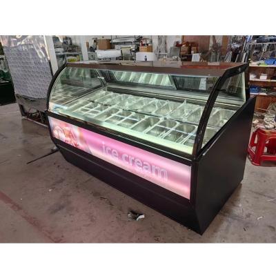 China Customizable Color and Size Gelato Ice Cream Display Freezer with 10 / 12 / 16 / 22 Pans for sale